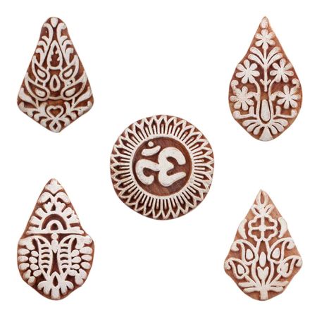 Set of 5 Piece New Mix Wooden Printing Blocks